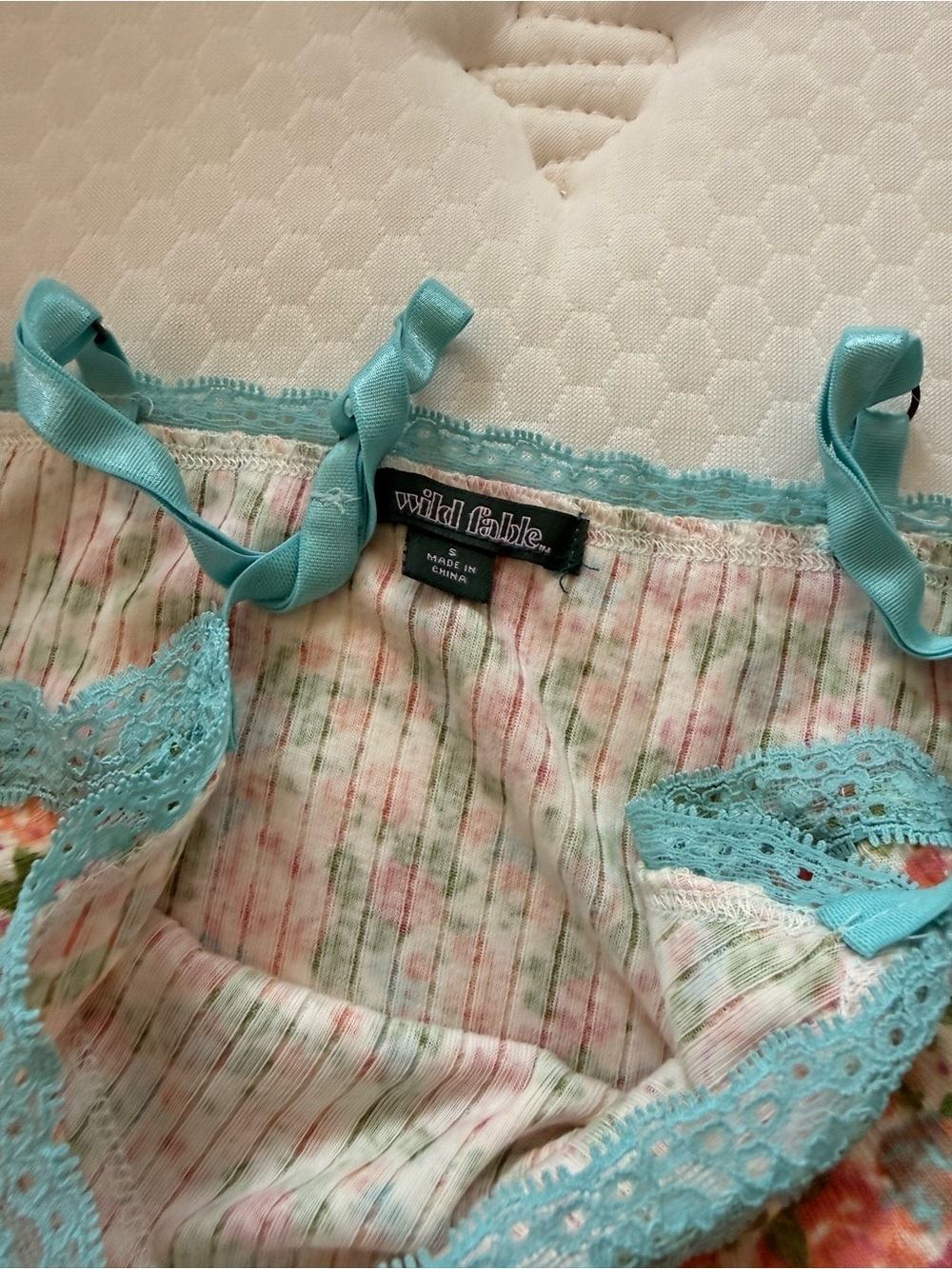 wild fable Floral Camisole with Aqua Trim - Picture 3 of 4